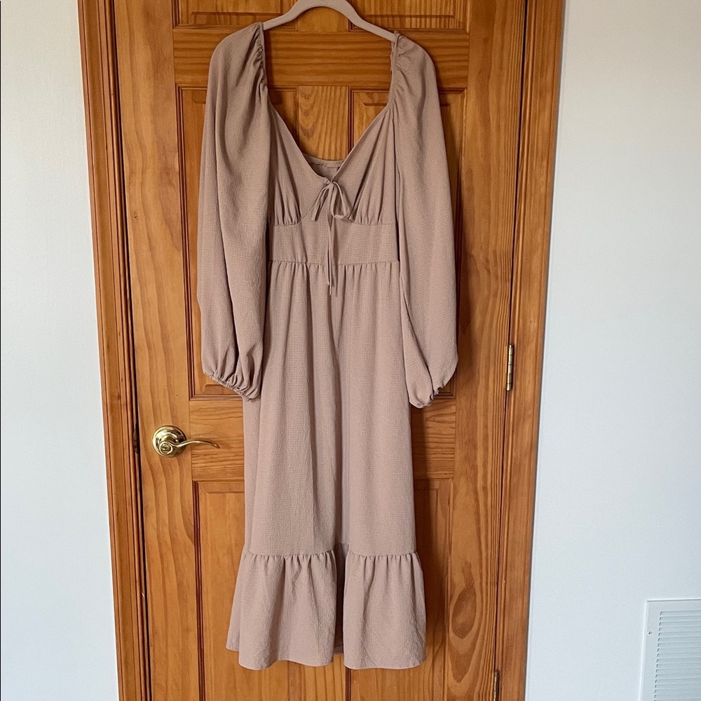 SHEIN Tan Long Sleeve Dress